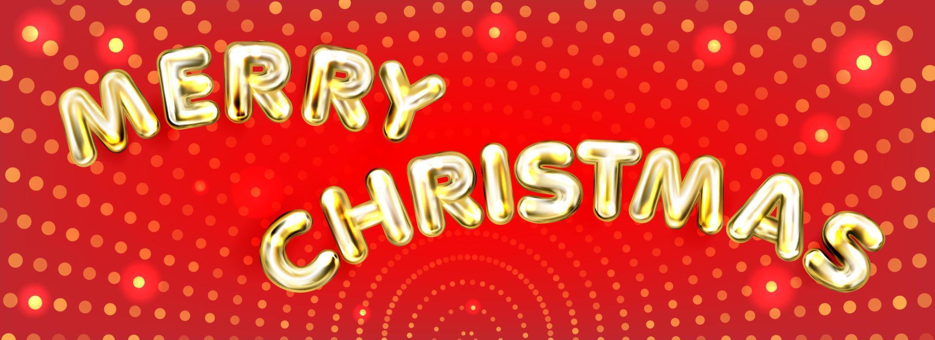 Merry Christmas red banner in disco style vector