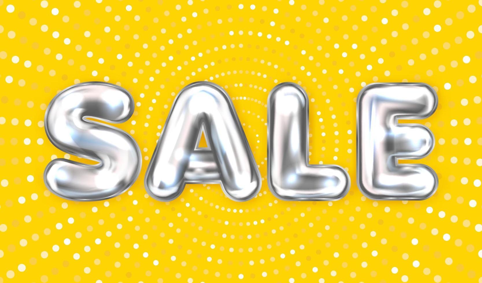 Sale silver lettering on the yellow background vector