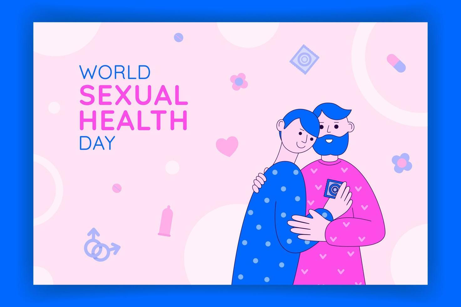 World sexual health day illustration with gay couple. vector