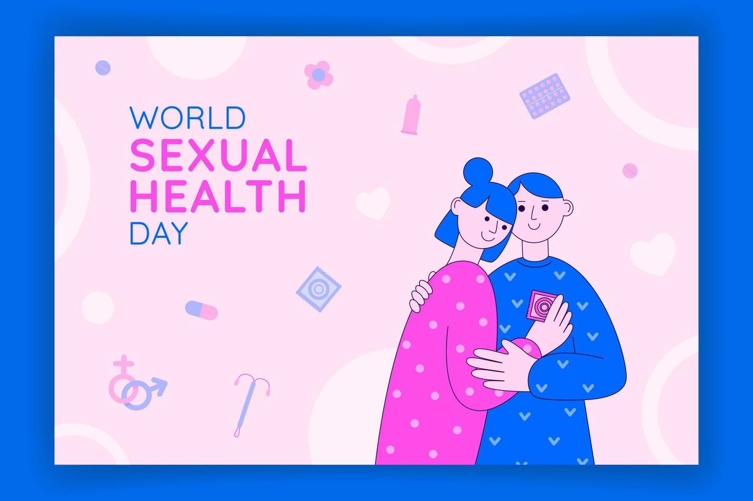 ilustración del día mundial de la salud sexual dibujada a mano con pareja. vector