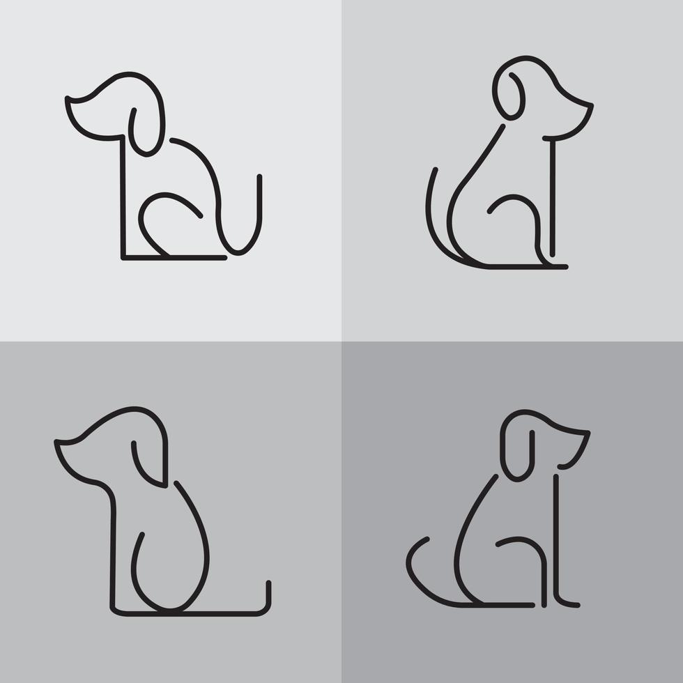 simple line art logo icon dog mascot premium vector