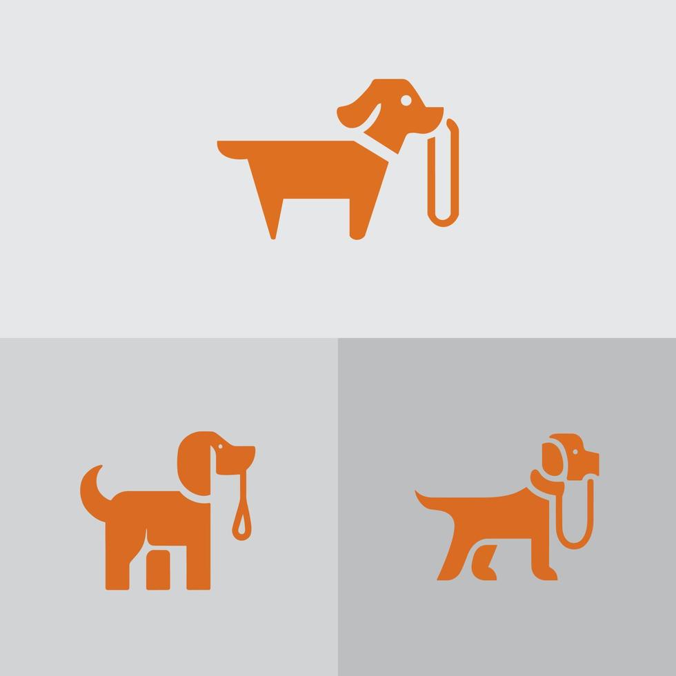 simple line art logo icon dog mascot premium vector