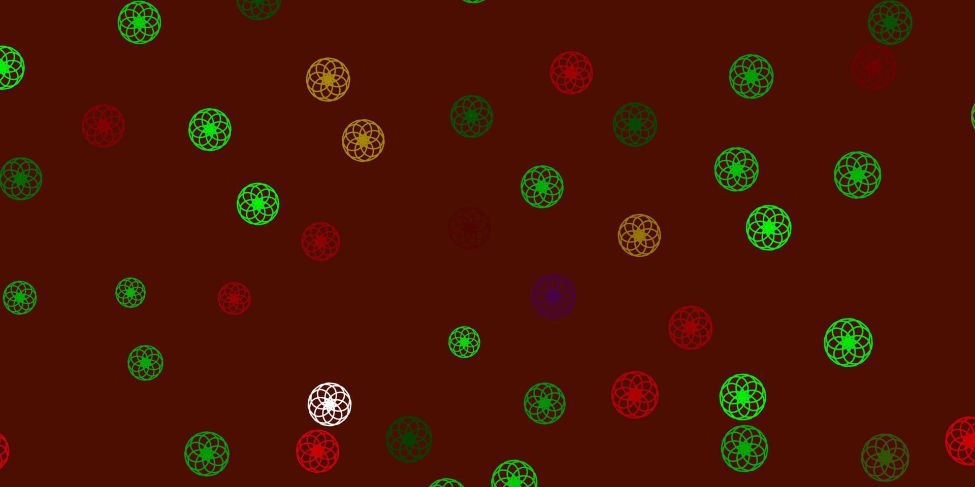 Light Green, Red vector background with bubbles.