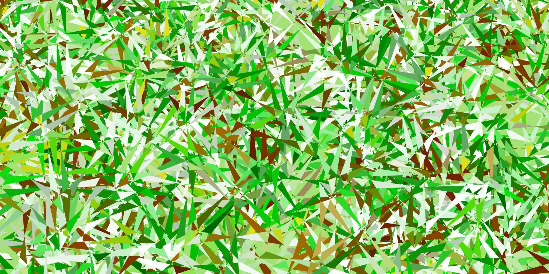 textura de vector verde claro con triángulos al azar.