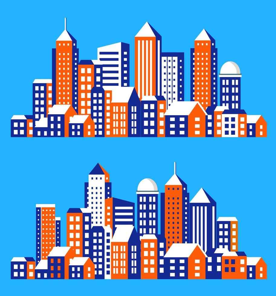 Silhouette of city structure downtown urban modern street of architecture with a building, tower, skyscraper. Cityscape skyline landscape background for business concept illustration vector