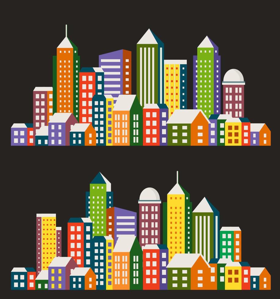 Silhouette of city structure downtown urban modern street of architecture with a building, tower, skyscraper. Cityscape skyline landscape background for business concept illustration vector