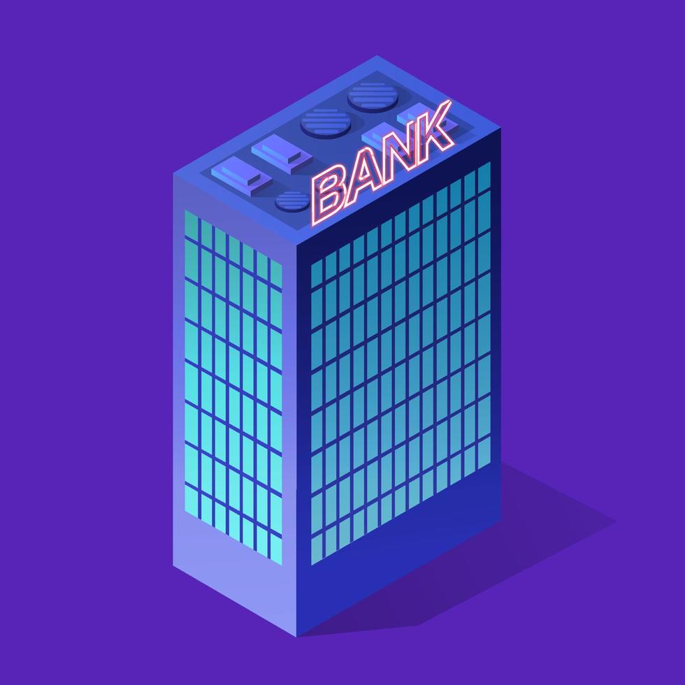 Night city bank building apartment residential skyscraper architecture vector