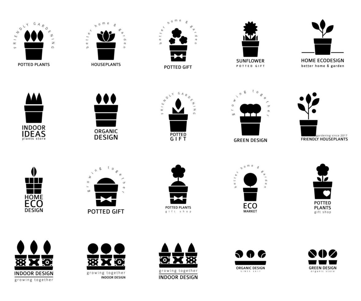 Set of logotypes for houseplants store vector