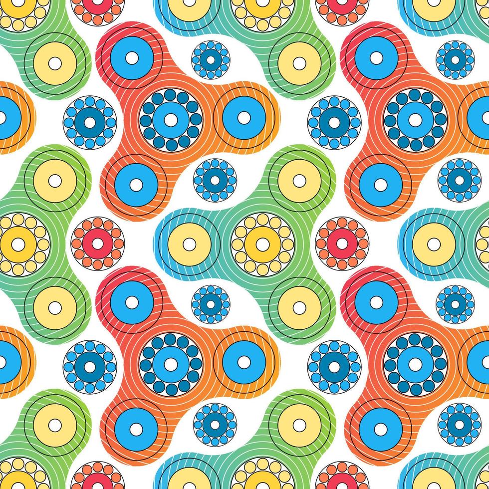 Fidget spinner toy seamless pattern vector