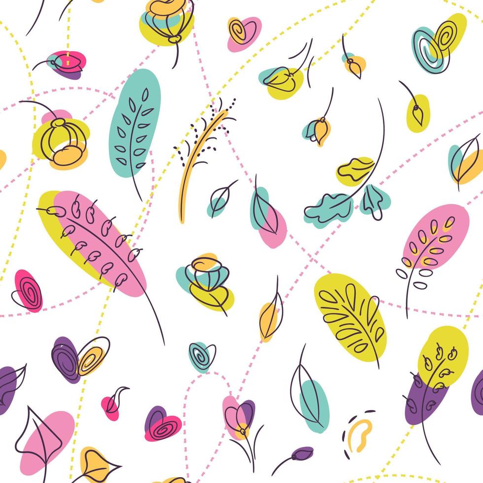 Millefleur seamless pattern with neon color summer flowers vector