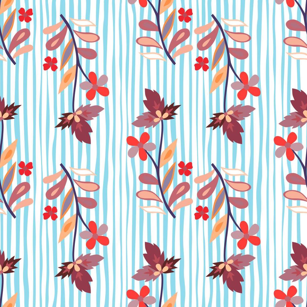 Abstract cute leaves and flower seamless pattern. Beautiful floral wallpaper. Cute plants endless backdrop. vector