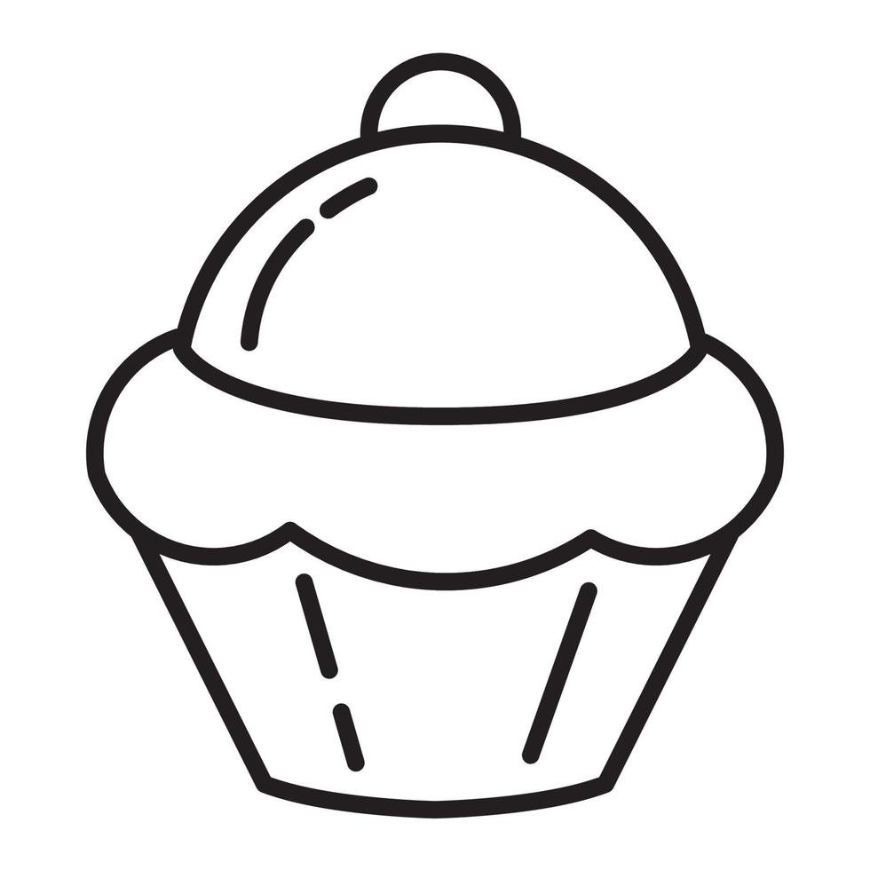 Outline cupcake icon web design isolated on white background.Sweet food vector. vector