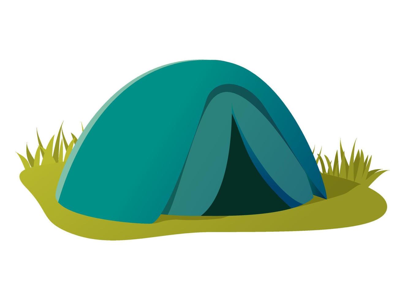 Hiking camping tent.Vector flat illustration.Isolated on white background.Green grass. vector