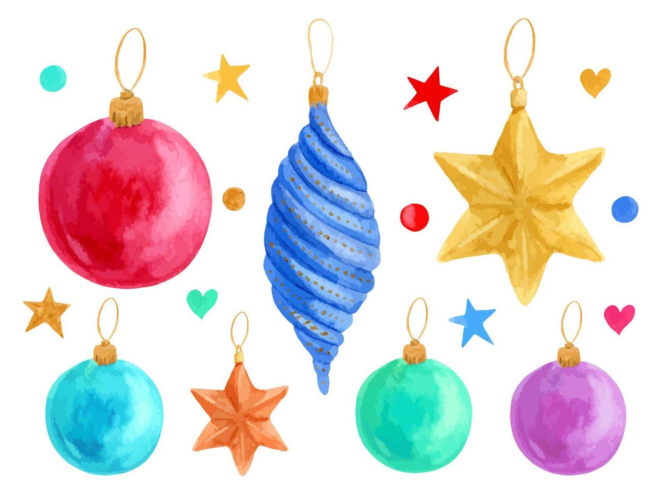 Watercolor Toys for Christmas tree vector
