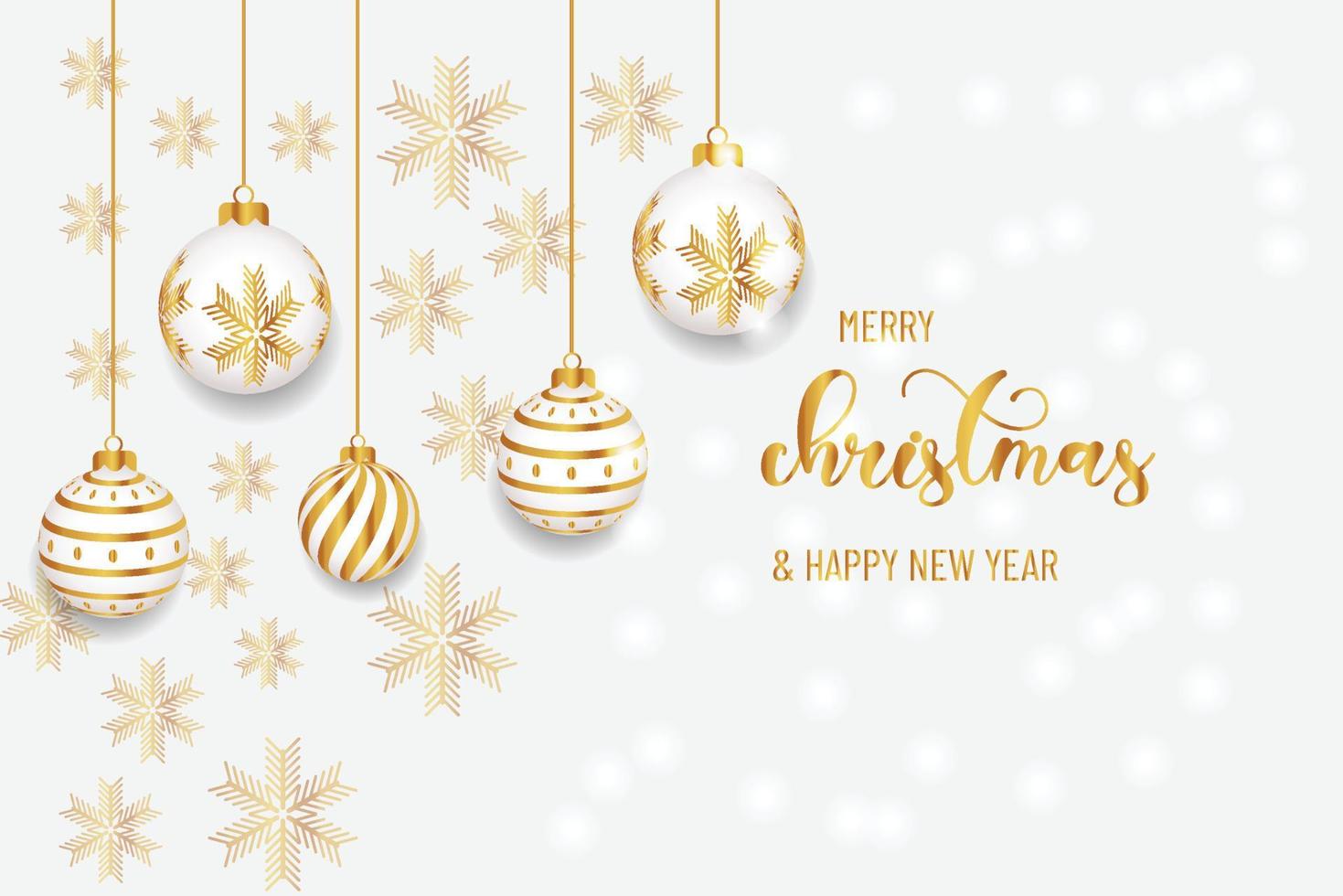 Christmas background design of pine tree and snowflake with beautiful christmas balls banner with text space vector illustration