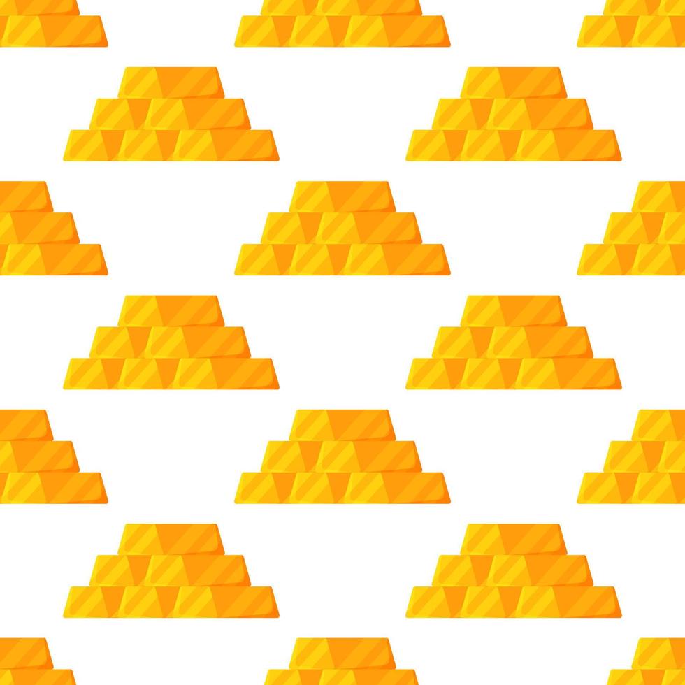 Vector illustration of a seamless pattern of piles of bullion gold.