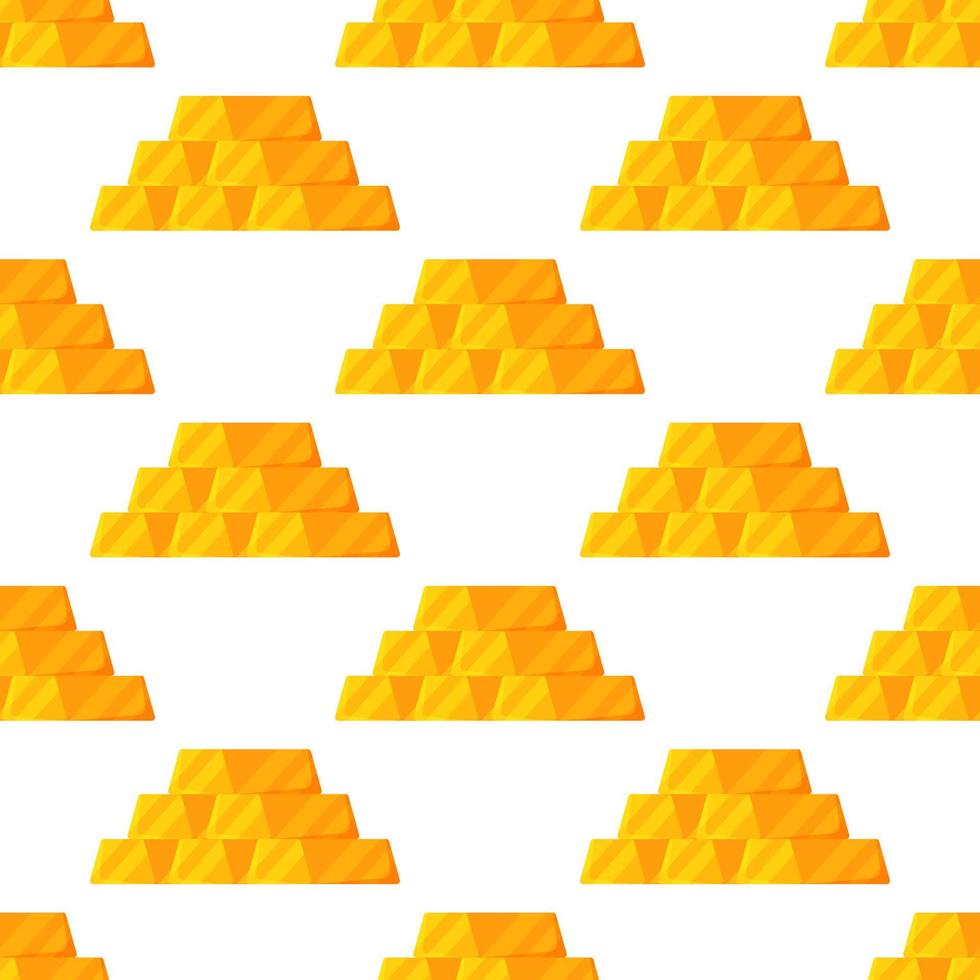 Vector illustration of a seamless pattern of piles of bullion gold.