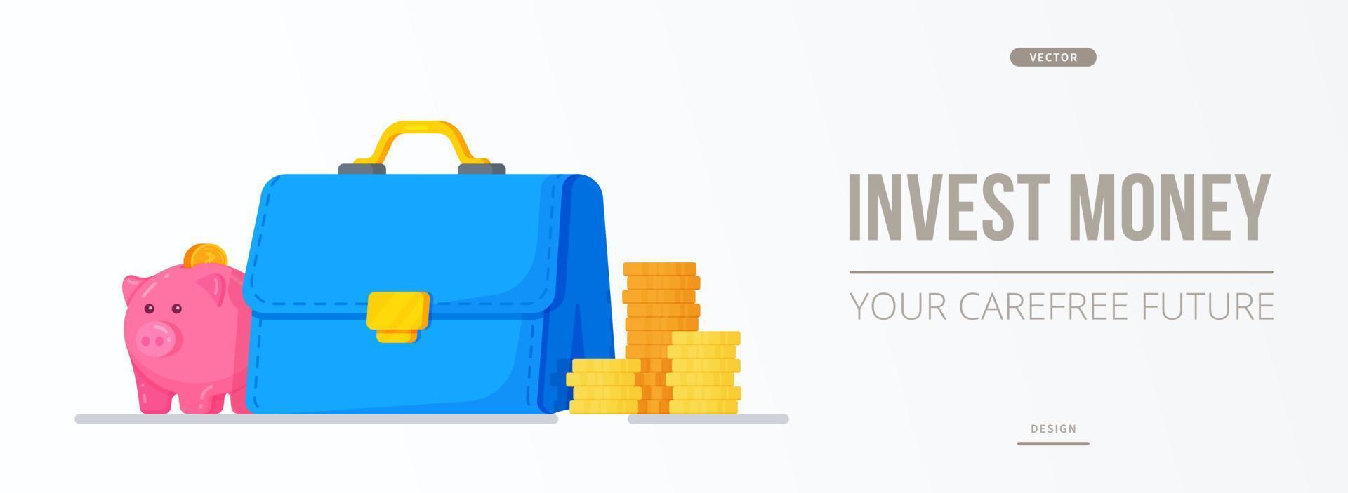 Vector illustration of invest money. The concept of investing money in business.