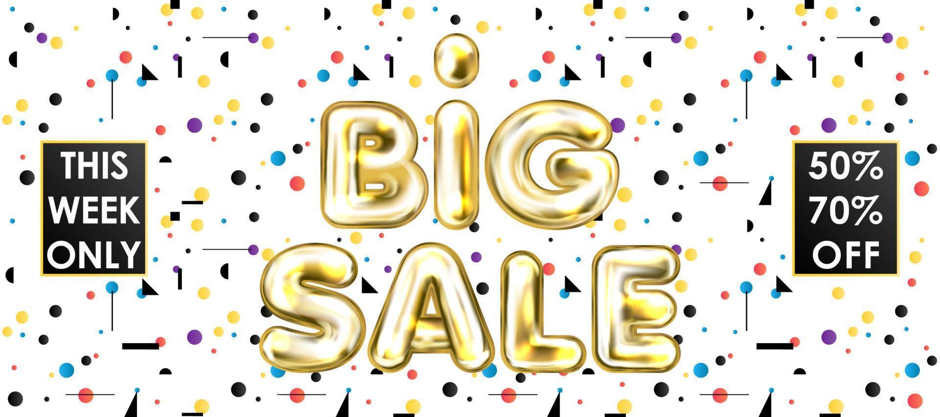 Big Sale golden lettering on the gradient geometric pattern vector
