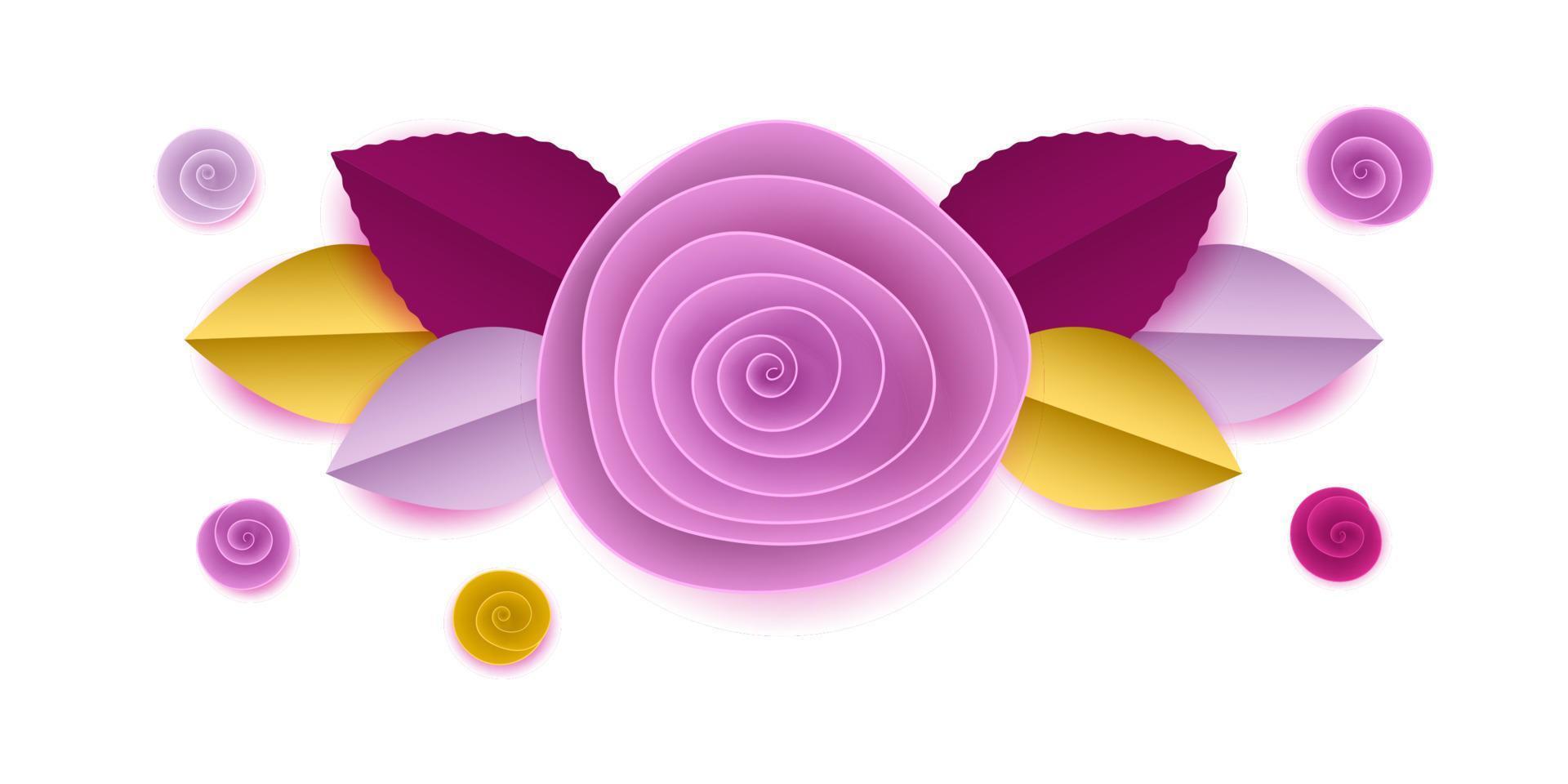 Cut paper rose flowers in vignette vector