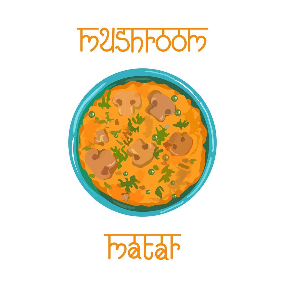 Mushroom Matar, Indian Curry. Vegetarian Dish With Tasty Vegetable