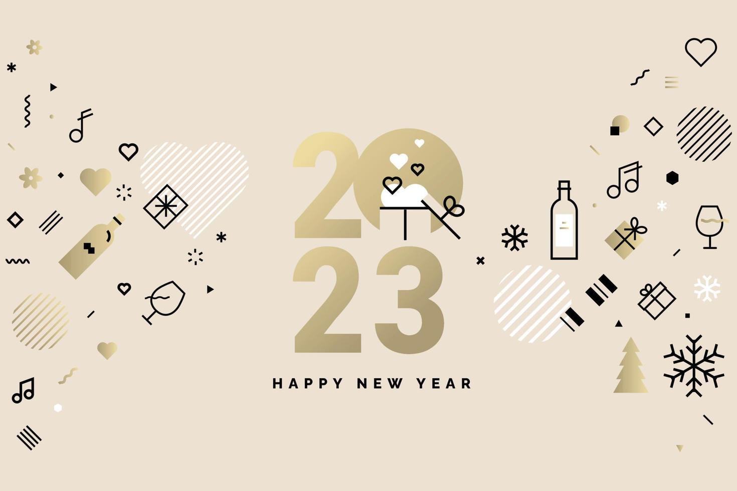 feliz año nuevo 2023. concepto de ilustración vectorial para fondo, tarjeta de felicitación, tarjeta de invitación de fiesta, banner de sitio web, banner de redes sociales, material de marketing. vector