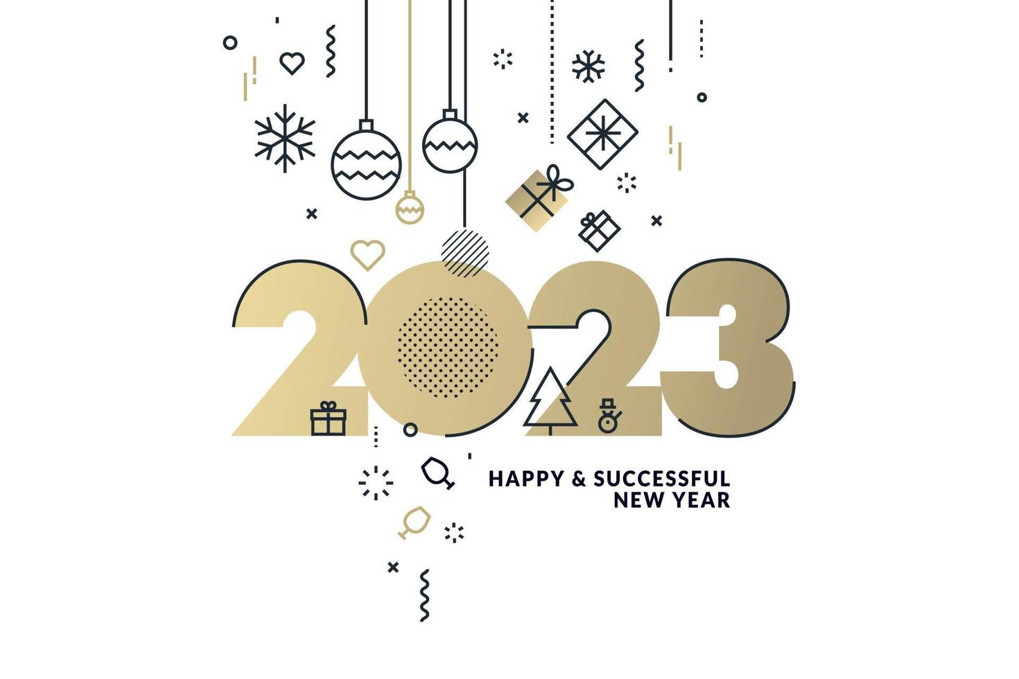 Business Happy New Year 2023 greeting card. Vector illustration for background, greeting card, party invitation card, website banner, social media banner, marketing material.