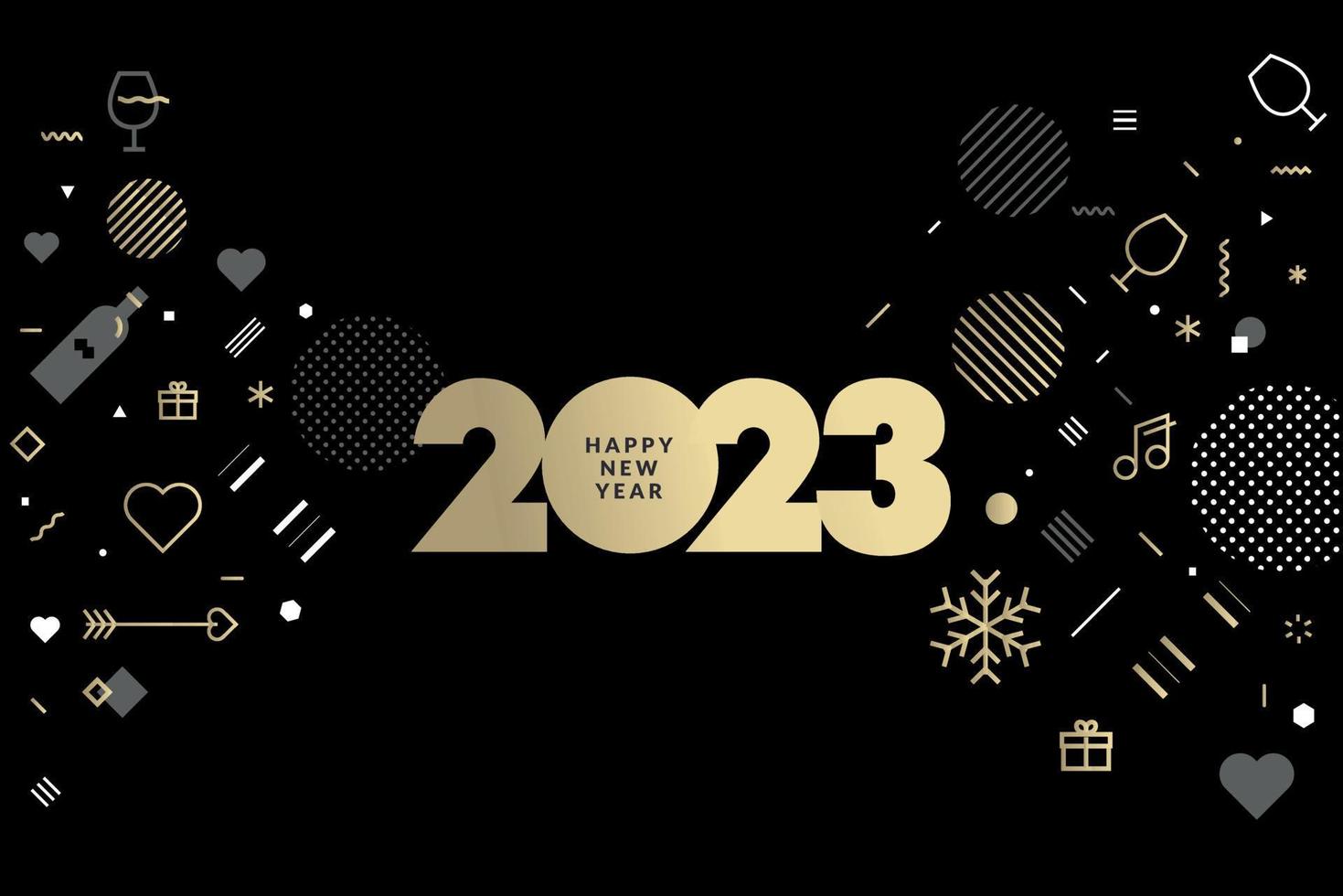 Tarjeta de felicitación de año nuevo 2023. concepto de ilustración vectorial para fondo, tarjeta de felicitación, tarjeta de invitación de fiesta, banner de sitio web, banner de redes sociales, material de marketing. vector