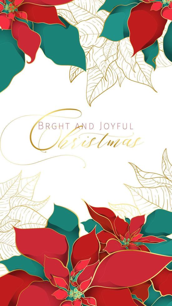 Christmas Poinsettia greeting banner with Best Wishes vector
