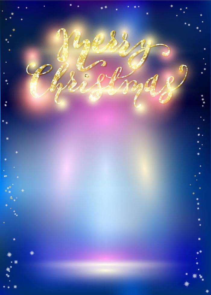 Shining Backdrop with Lettering and Lights. Vector design for Christmas and New Year Party