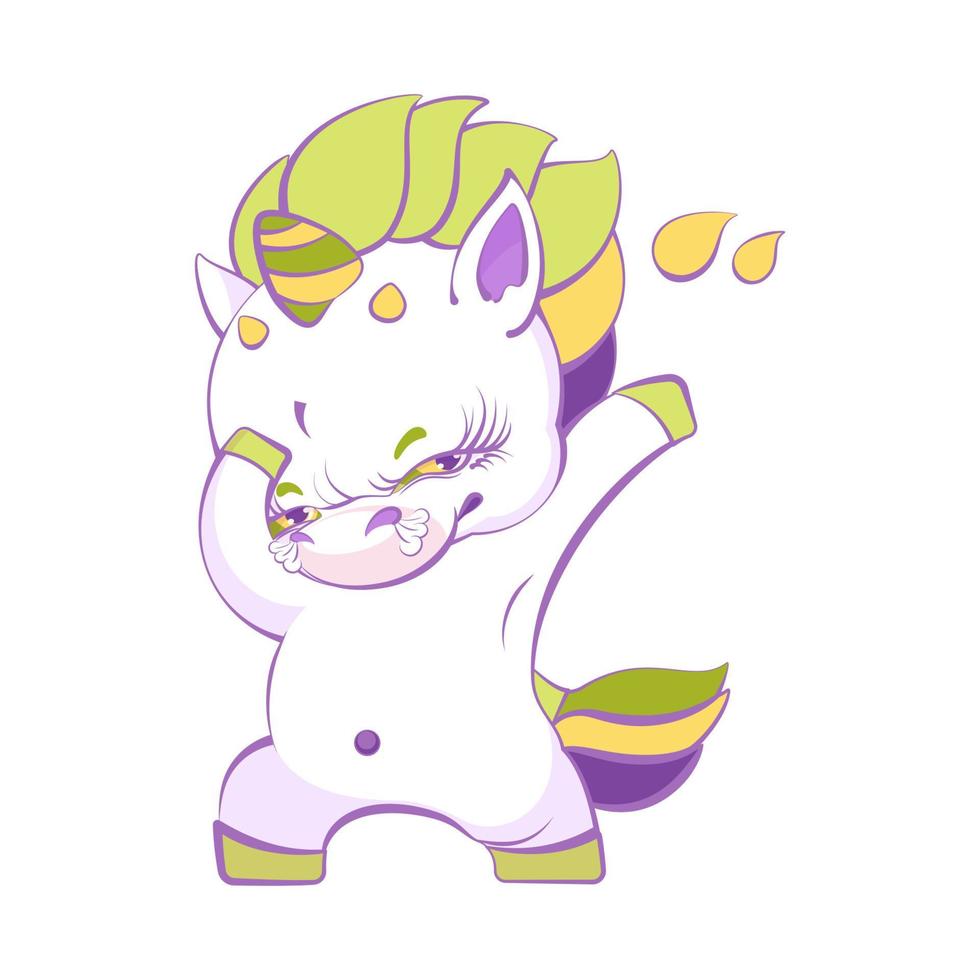 Cute little white rock star unicorn vector