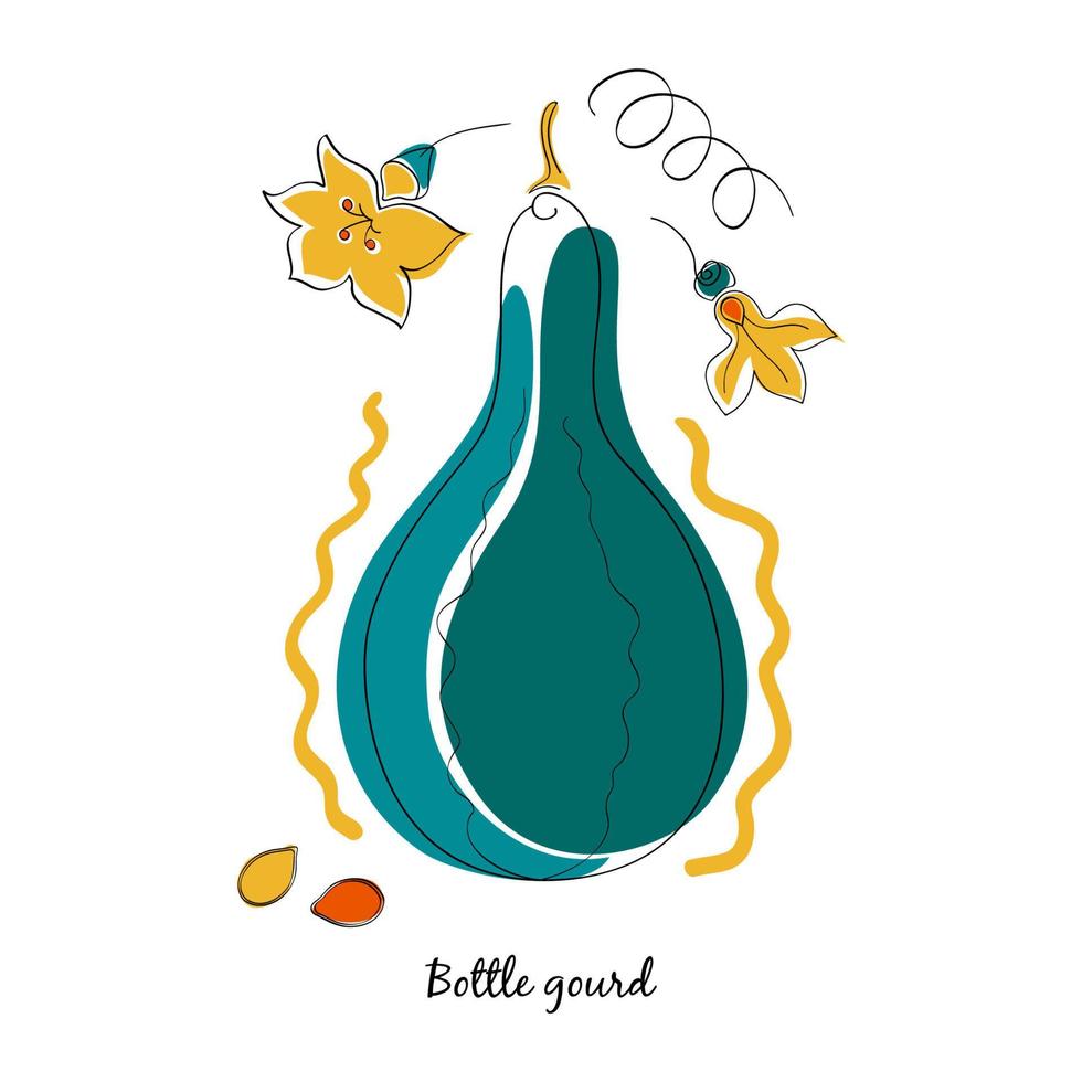 Gourd and leaves in cartoon style vector