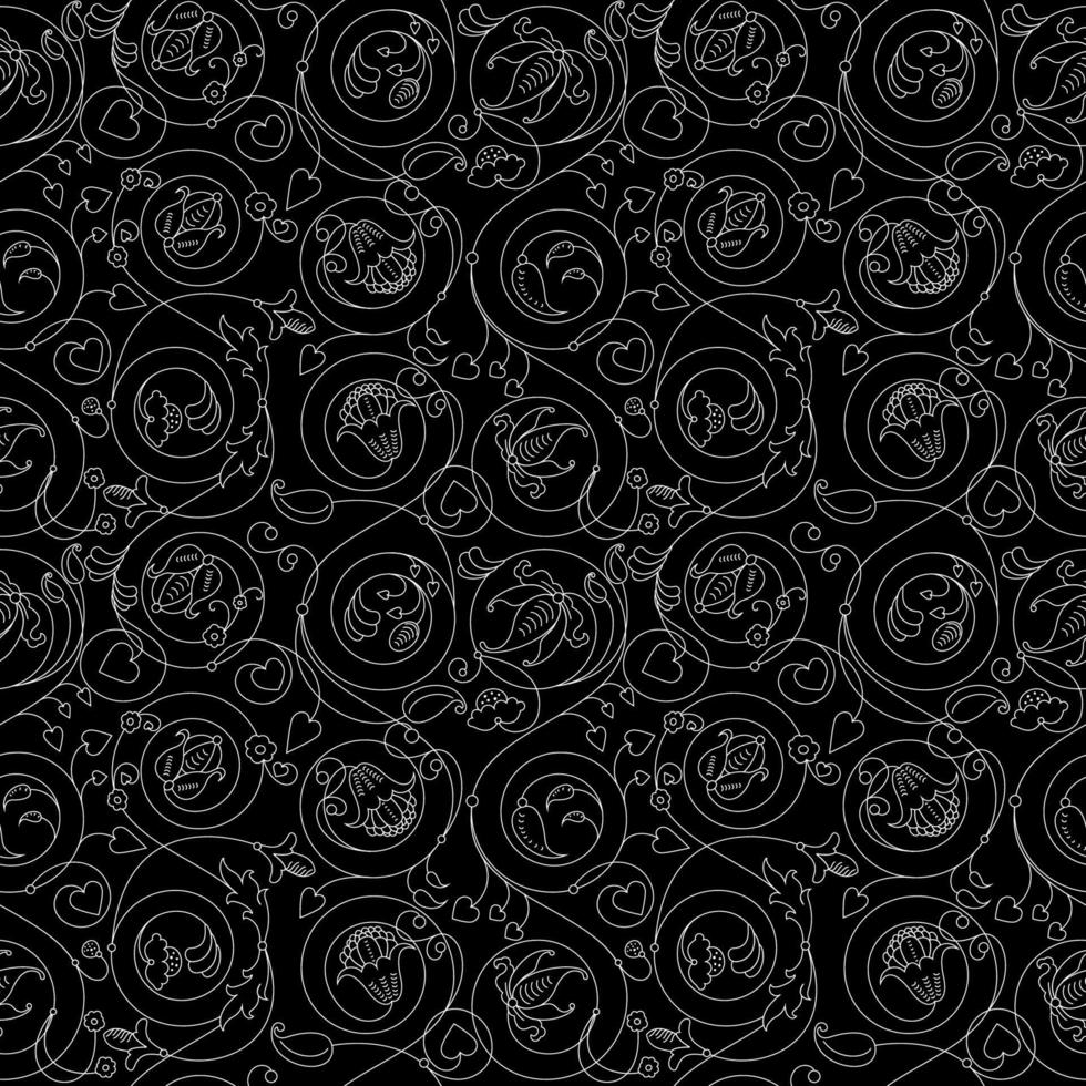 Fine Russian floral ornament vector