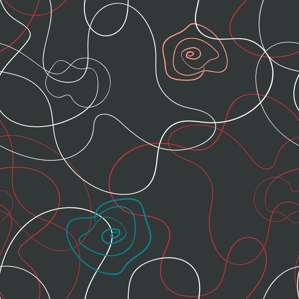 Wild poppy seamless pattern in line-art style vector