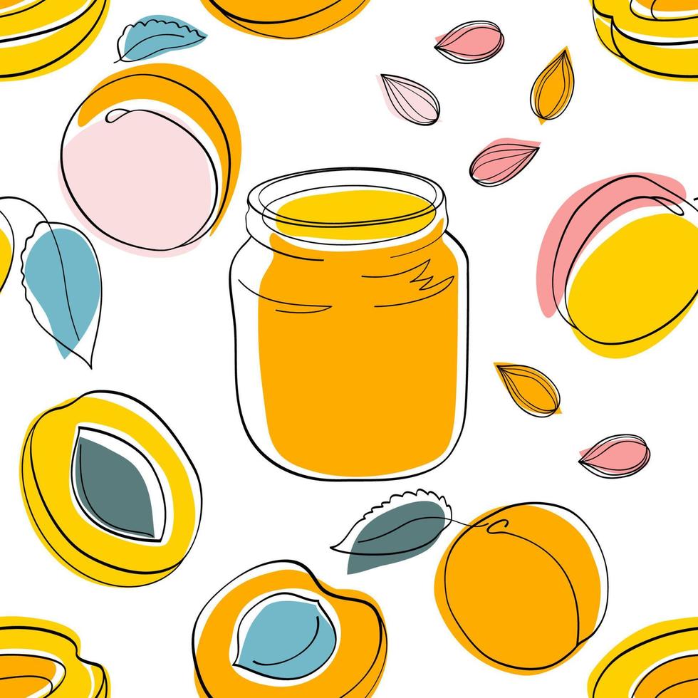 Seamless pattern Apricot jam and fruits vector