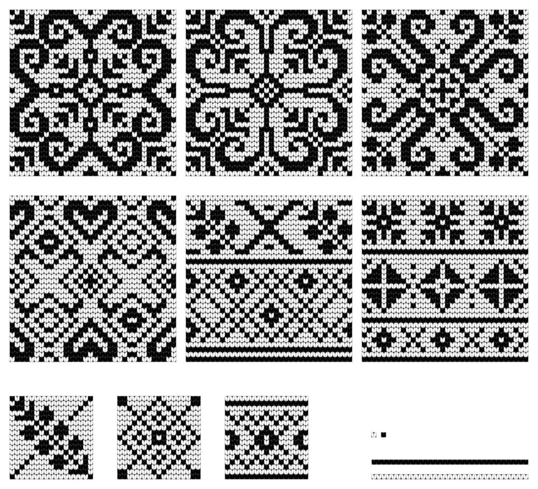 Set of Norwegian Star knitting patterns vector