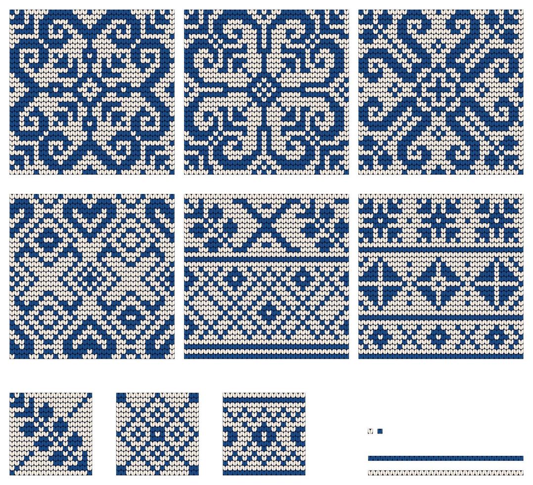 Set of Norwegian Star knitting patterns vector