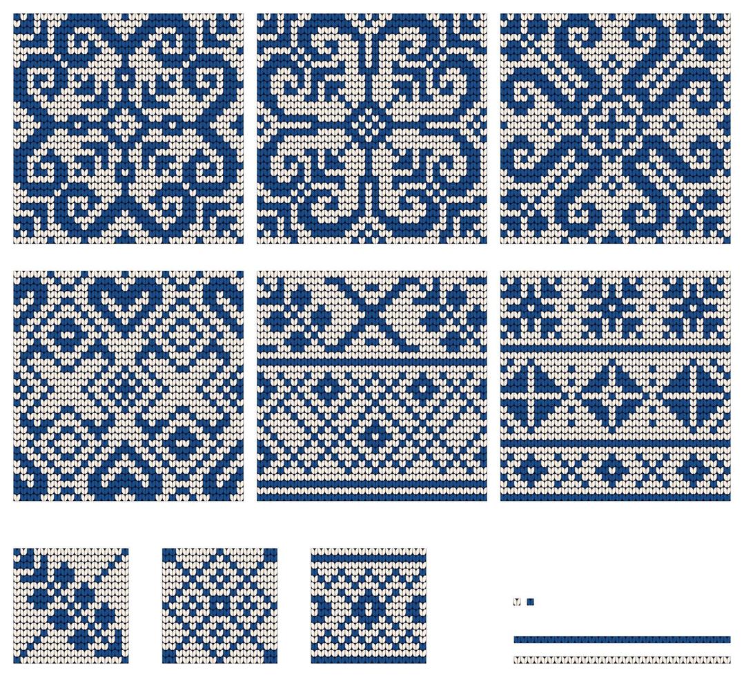 conjunto de patrones de tejido de estrellas noruegas vector