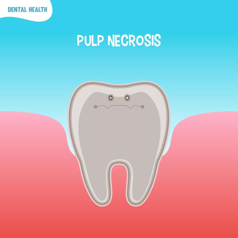 Cartoon bad tooth icon with pupl necrosis vector