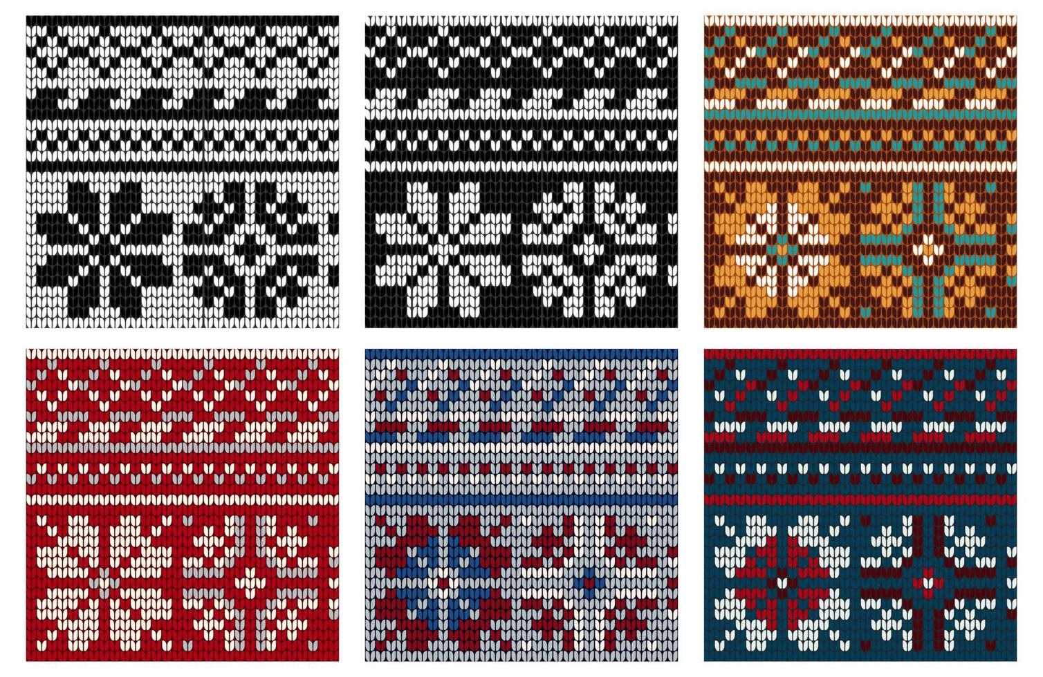 Set of Norwegian knitting seamless pattern vector