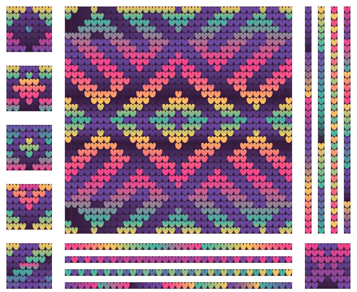Christmas knitting violet pattern with northern star vector