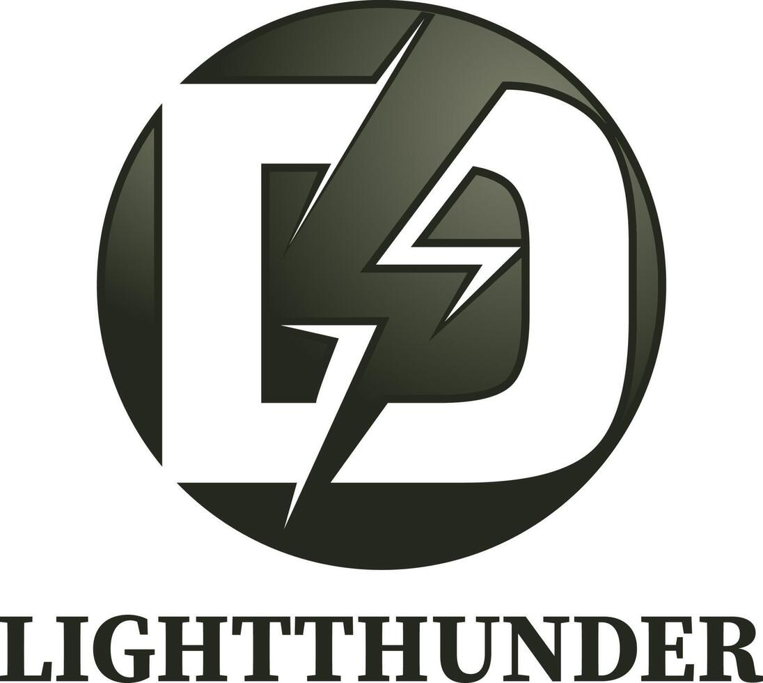 D Letter Logo Design With Lighting Thunder Bolt. Electric Bolt Letter Logo Vector Illustration.