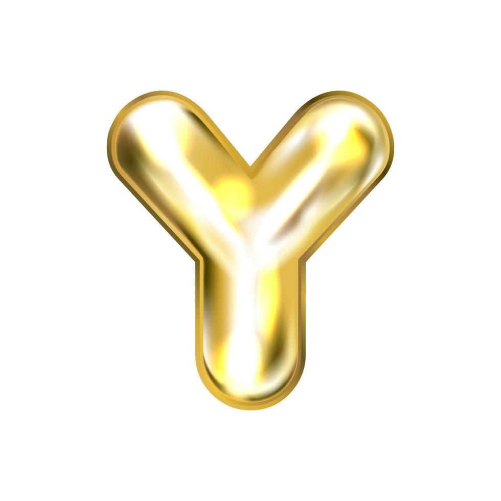 Golden foil inflated alphabet symbol, isolated letter Y vector