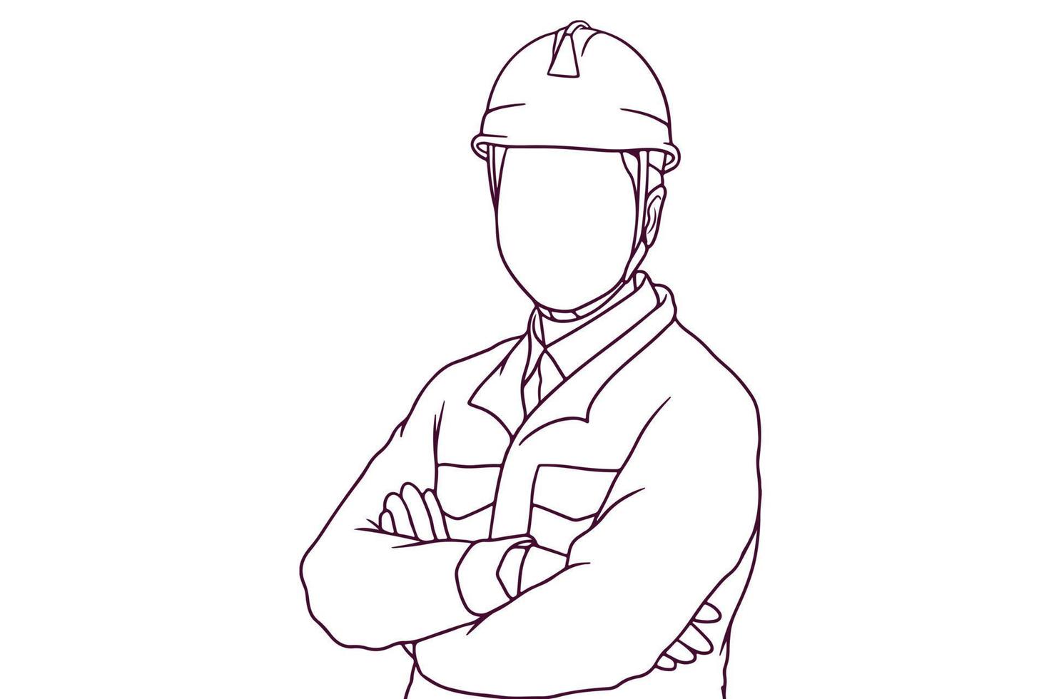 engineer with crossed arms hand drawn style vector illustration