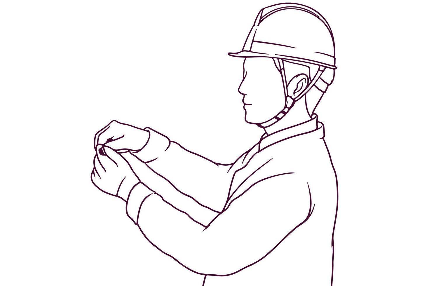 engineer with a helmet hand drawn style vector illustration