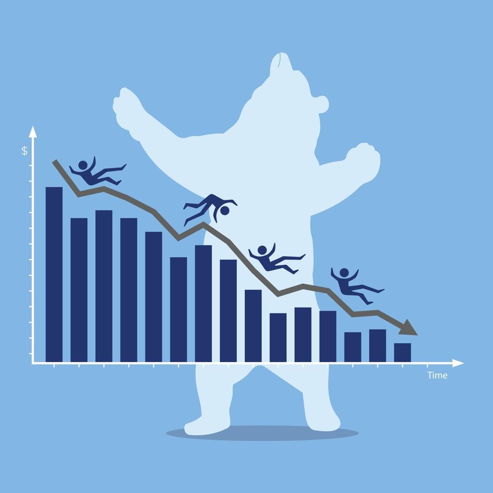 Gráfico de ilustración de vector de mercado de cuota de caída