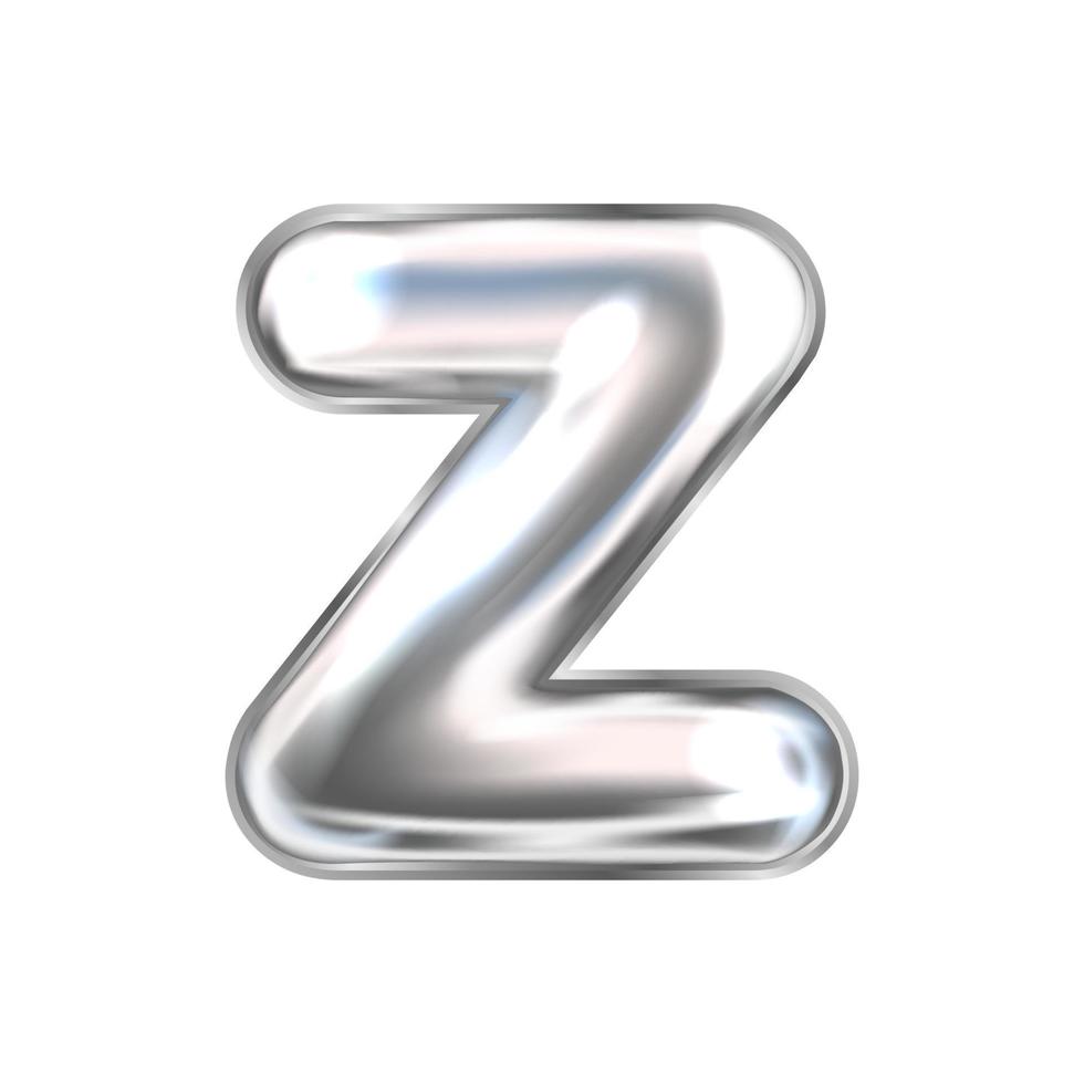 Silver perl foil inflated alphabet symbol, isolated letter Z vector