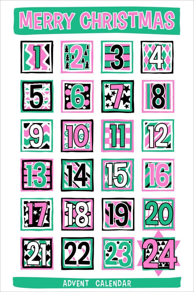 Hand-drawn Cartoon Advent Calendar vector