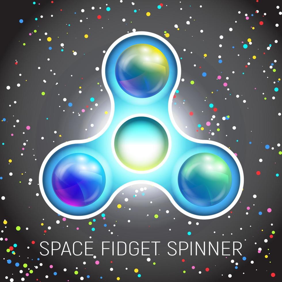 Space fidget spinner toy with three blades vector