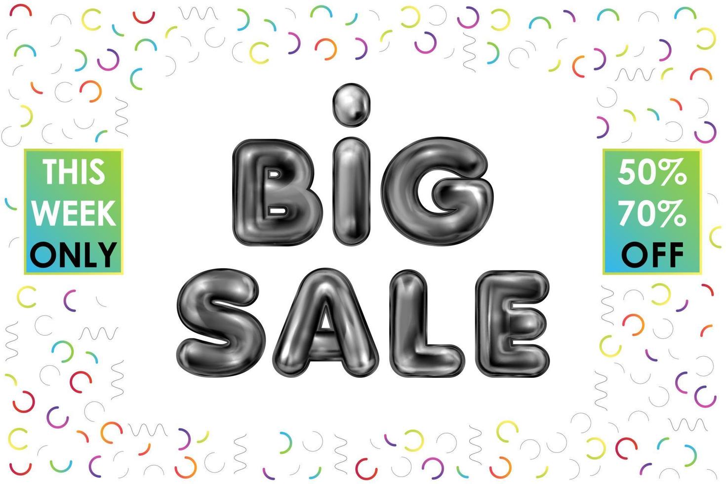 Big Sale black latex lettering on the abstract geometric pattern vector